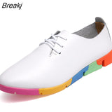 Breathable Genuine Leather Flats Shoes Woman Sneakers Tenis Feminino Nurse Peas Flats Shoes Plus Size Women
