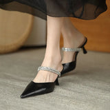 Women Thin High Heels Mules Slippers 2023 New Pointed Toe Butterfly-knot Shoes Female Casual Slides Ladies