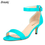 Women Sandals Multicolour Summer Open Toe Ankle Strap Sandals Sexy High Heels Lady Shoes Buckle 5cm Low Heel Wedding