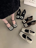 Diamond Mary Jane Women's Shoes 2024 New Spring And Autumn Winter High-Heeled Shoes Black Evening