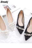 for Woman 2023 with Heel White Women's Summer Footwear Pointed Toe Flats Flat Pearl E Free Shipping Offer Spring Stylish
