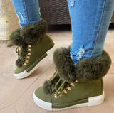 Breakj Short-Haired Long Hairy Leather Snow Boots Women's Wind Plus Thick