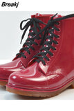 Rain Boots Warm Fashion Platform Slip On Waterproof Motorcycle Ankle Boots Flat With Woman Shoes