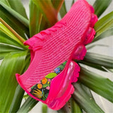 New Sneakers Women Spring Fashion Knitted Fabric Floral Lace Up Ladies Casual Shoes Larged-Size Flats Running