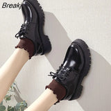japanned leather&matte lace-up oxfords shoes women british daisy low-top sneakers creepers round toe daddy shoes