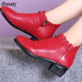 Fashion Women Boots Autumn Boots Genuine Leather Ankle Boots 2022 Winter Warm Fur Plush Women Shoes Big Size