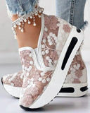 white mesh shoes sneakers Women Fashion Casual Shoes Running Shoes Sport Wear Floral Embroidery Sheer Mesh Sneakers