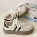 Winter New Round Toe Leather Lace Up Color Matching Plush Thermal Insulation Versatile Casual Sports Shoes Women's