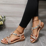 Women Wedges Bohemian Sandals Summer 2023 Flower Non Slip Beach Sandalias Mujer Elastic Band Low Heels Roman Shoes