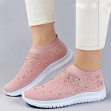 Crystal Flats Shoes for Women Plus Size Breathable Mesh White Sneakers Woman 2023 Autumn Soft Sole ladies Sports