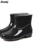 Rain Boots Women's Low-Cut PVC Beef Tendon Platform Solid Color Work Shoes Waterproof Rain Boots Thick Bottom for