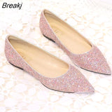 Size 31-44 Fashion Classics Silver Bling Glitter Flats Women Casual Pointed Toe Flat Loafers New Party Dress Sequin