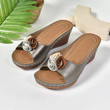 Breakj Flower Sandals Platform Platform Platform With Low Women's Slippers Wise Large Size