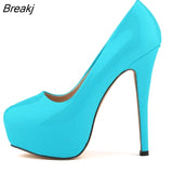 Women High Heels Pumps 14cm Round Toe Stilettos Talon Femme Sexy Ladies Red Wedding Shoes Black Platform