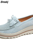 Women Flats Shoes Platform Sneakers Slip On Flats Leather Suede Ladies Loafers Moccasins Casual Shoes Women