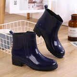 Women Rain Boots Waterproof Rubber Sole Low Heel Winter Shoe Female Middle Tube Fashion New Brand Design Ankle Boot