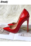 Shiny Women Pointy Toe Sexy Stiletto Pumps Fashion Designer Slip On 8cm 10cm 12cm High Heel Party Shoes QP148