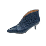Spring and Autumn New Fashion Solid Color Plaid Leather Top Pointed V-shaped Outwear Women High Heels Women's