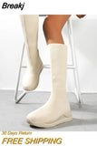 Sock Boots Platform High Boots of Women Fashion Mid-calf Boots Slip-on Casual Sneakers Boots Mujer Autumn Women's