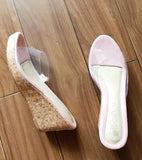Slippers Women 2023 Summer New Mid-heeled 6.5CM Platform Wedges Crystal Sandals Women Non-slip Beach Shoes