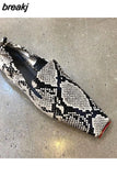 Square Toe Flats Shoes Women Slip On Loafers Comfortable Ballet Zebra Snake Pattern Shoe Big Size 35-41 Zapatillas