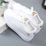 Spring Tennis Female Lace-up White Shoes Woman Luxury PU Leather Platform Solid Color Ladies Autumn Casual Elegant