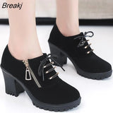 Women Ankle Boots Autumn Winter Buckle Zip Lace Up Short Boots Ladies Fashion Platform Shoes Female Chunky High