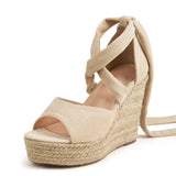 Women's Espadrille Ankle Strap Sandals Wedges Woman Pumps Platform Women Summer Shoes Comfortable Flax Hemp Canvas High