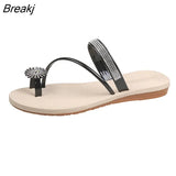 Sandals Rhinestones Ladies Flat Beach Shoes Fashion Open Toe Casual Non Slip Comfortable Female New Hot Summer Roman