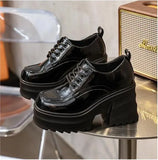 Women High Heels Shoes 2023 New Trend Fashion Party Shoes Wedges Pumps Casual Ladies Black Lace Up PU Leathesr Ankle