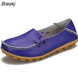 Moccasins Women Flats 2022 Autumn Woman Loafers Genuine Leather Female Shoes Slip On Ballet Bowtie Women's Shoes Big