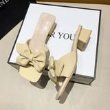 New Slippers Women 2024 Trend Sexy Large Size Square Toe Thin Heels Shoes Ladies Casual Slippers Heel