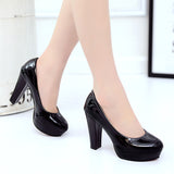High Heels Shoes Women White Wedding Shoes Thick 10 CM Heels Fashion Party Pumps Footwear Black Red Round Zapatos De