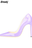 Women Pumps Light Purple Patent Leather Pointed Toe Women Shoes High Heel 12 cm Stiletto Party Shoes Women QP017