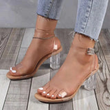 Women's Sandals 2023 Transparent Pvc Sandals Woman Elegant Clear Heel Wedding Dress Shoes Ladies