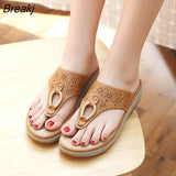 Summer Women Slippers Thick Sole Flat Platform Shoes Flip Flops Women Beach Slippers Plus Size 42