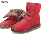 Winter Shoes Women Snow Boots Thick Sole Flat Women Ankle Boots Warm Plush Cold Winter Boots Plus Size 42 Black Red