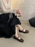 Spring Women Mary Jane Shoes Fashion Square Toe Ladies Comfort Soft Sole Flats Women's Comfort Ballerinas