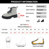 New Women's Platform Ankle Boots White Pu Leather Thick Sole Combat Booties Woman Spring Autumn Non Slip Motorcycle