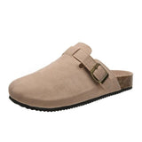 Women's fur slippers, cork insoles, and outdoor casual sandals with arch