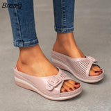 Women Slippers 2022 Summer Platform Wedge Sandals Women Outdoor Casual Beach Shoes Women Closed Toe Flat Slippers Plus Size