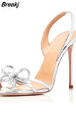 Butterfly Knot Sandals Woman Summer 2023 Back Strap Slingback Ladies Stiletto High Heel Dance Shoes Sexy Women