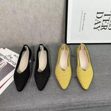 Pointed Toe Ballet Flats Women Spring Autumn Low Slip on Comfortable Mules Soft Mesh Flat Knitted Dress Shoes Ladies