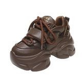 PU Chunky Sneakers for Women 2023 Non Slip Platform Sports Shoes Woman Thick Sole Lace Up Vulcanize Shoes Zapatillas