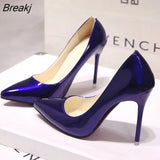 Women Shoes Pointed Toe Pumps Patent Leather Dress High Heels Boat Shoes Wedding Shoes Zapatos Mujer