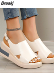 Wedge Sandals Women 2023 New Summer High-heeled Fish Mouth Women's Shoes Soft Leather High Platform Shoes