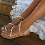 For Women Sexy Sandals Ladies Flat Shoes Sweet Bohemian Sandals Summer Breathable Casual Beach Slippers
