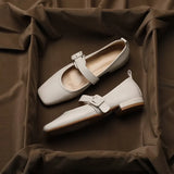 Leather Low Heels Square Toe Women Shoes Buckle Thick Heel Females Shoes Fashion Mary Jane Shoes Spring Ladies Dress