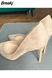 color pointed toe 12cm high thin heels concise classic work party dating cozy plus size 33-45 women pump RM029
