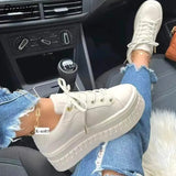 36-43 Women Vulcanize Shoes Thick-soled Casual Women's Sneakers Round Toe Cute Lace-up Women's Shoes 2023 Zapatos De